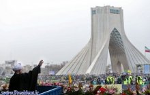 President in a large groups of Bahman 22 rallies