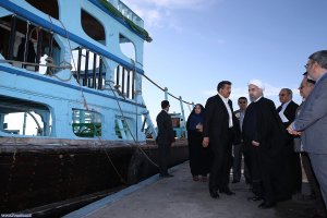 بازدید رییس جمهوری از طرح توسعه بندر بهمن در جزیره قشم 