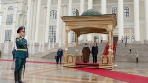 Emomali Rahmon officially welcomes Dr Raisi at the Palace of the Nation in Dushanbe
