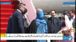 استقبال رسمی نخست وزیر پاکستان از رئیس‌جمهور ایران