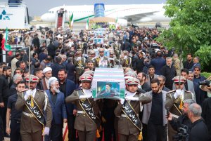 Welcoming the bodies of President and his companions in Mehrabad Airport