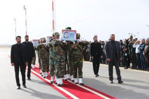 Welcoming the body of the martyred president and his companions at Birjand airport