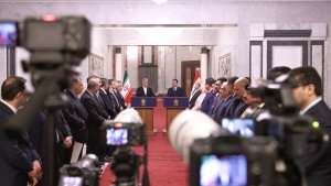 الزیارة الی العراق فرصة سعیدة و هامة للتوصل الی المستقبل المنظور لدی البلدین/ تنفیذ کامل بنود الاتفاقیات الأمنیة یضمن تعزیز الاستقرار و الأمن للبلدین/ توثیق التلاحم و التماسك بین البلدان الاسلامیة یمنع استمرار جرائم الکیان الصهیونی