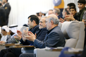 President watches Iran-UAE football match at Azadi Stadium