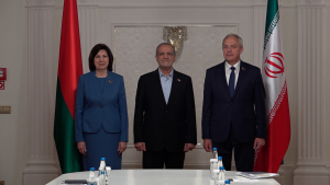 دیدار رئیس مجلس شورای جمهوری مجمع ملی و رئیس مجلس نمایندگان مجمع ملی بلاروس با دکتر پزشکیان