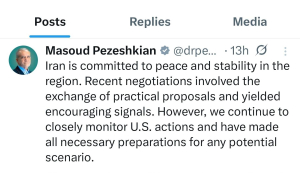 Iran committed to regional peace, closely monitoring US actions: President Pezeshkian

