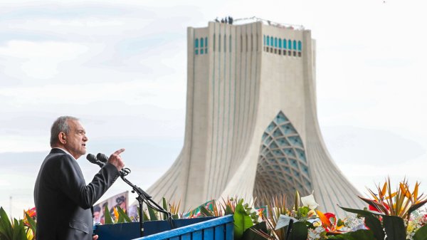 Iran president addresses demonstrators at Feb. 11 rally in Tehran