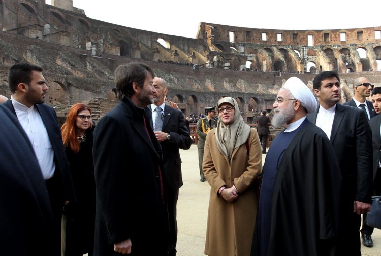 بازدید رییس جمهوری از یکی از آثار روم باستان در پایتخت ایتالیا 